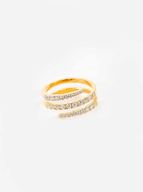 Stone Twist Adjustable Ring | 18k Gold Plated
