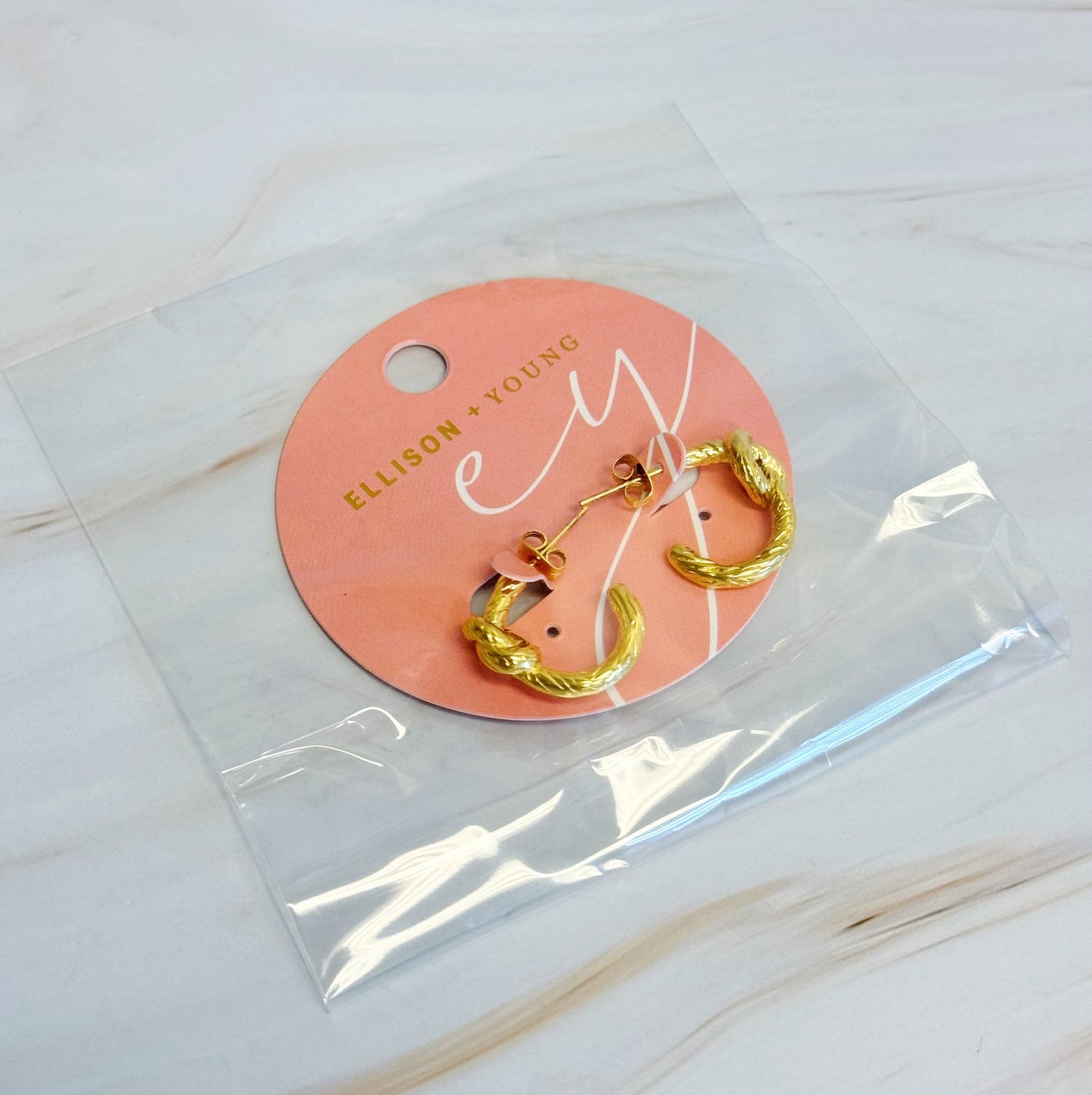 Textured And Knotted Hoop Earrings-3