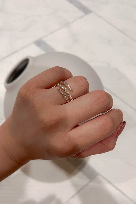 Stone Twist Adjustable Ring | 18k Gold Plated