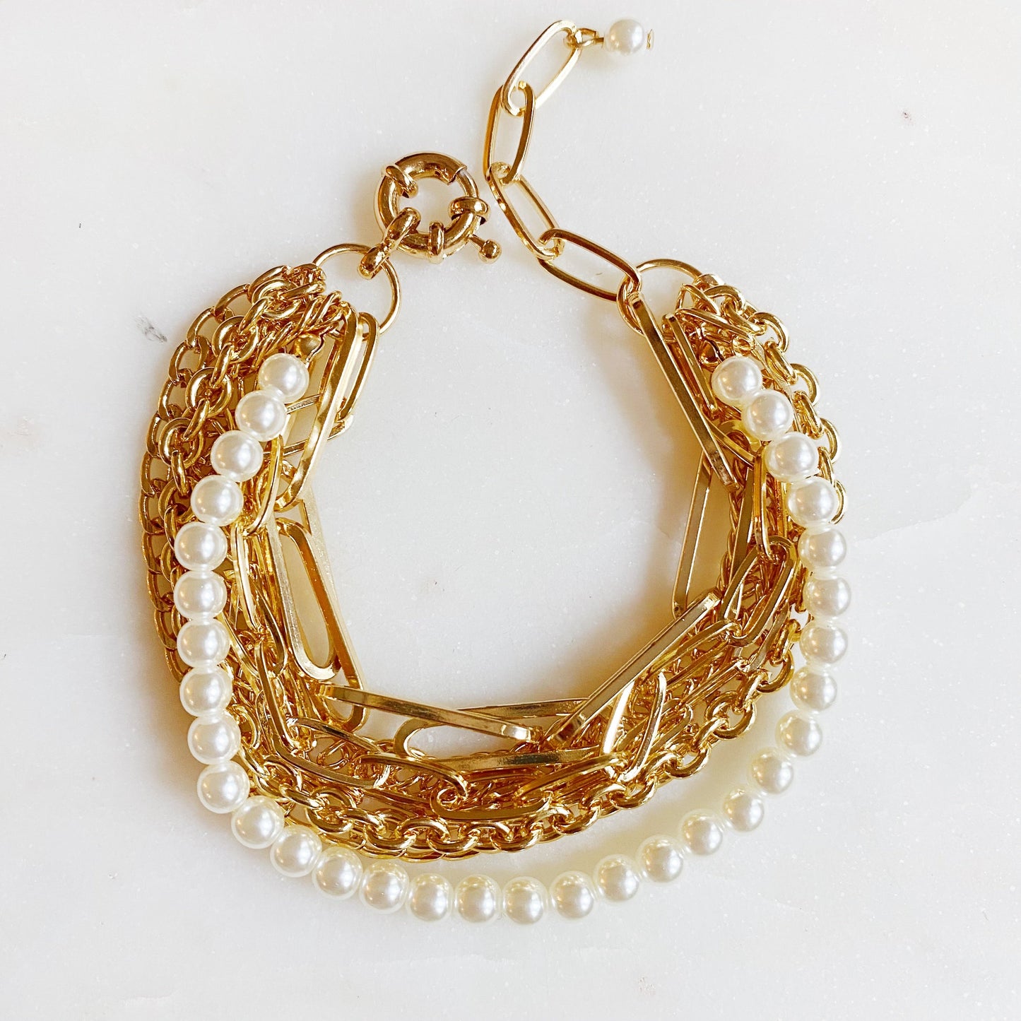 Multi Chain & Pearl Bracelet-4