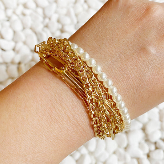 Multi Chain & Pearl Bracelet-0