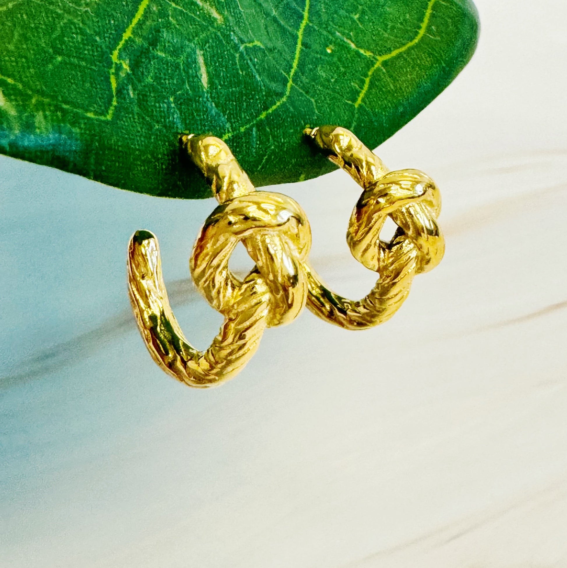 Textured And Knotted Hoop Earrings-0