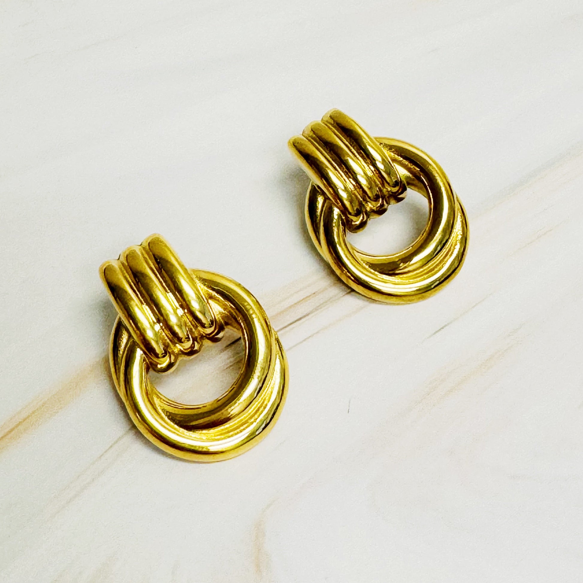 Golden Knocker Earrings-0